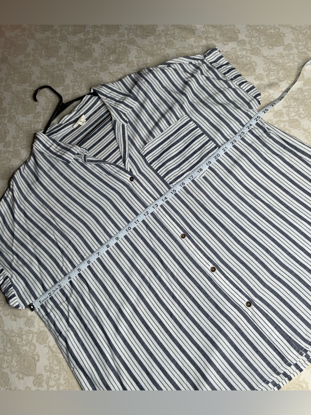 A.N.A White Blue Striped Button Down Shirt Short Sleeve XL - Picture 4 of 9
